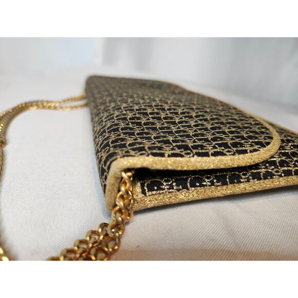 Christian Dior Vintage Trotter Chain Shoulder Bag Gold and Black NYE - Picture 9 of 15